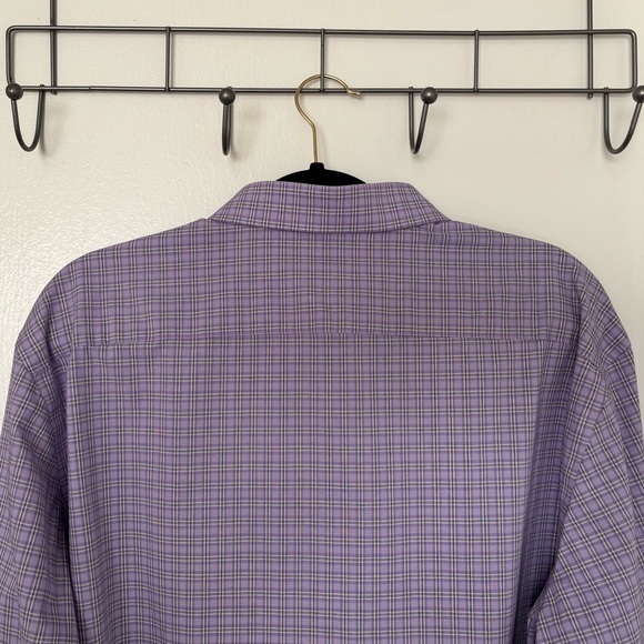 Haggar • Men's Classic Fit Lavender Plaid Button Down Shirt - Wrinkle Resistant - Picture 5 of 12